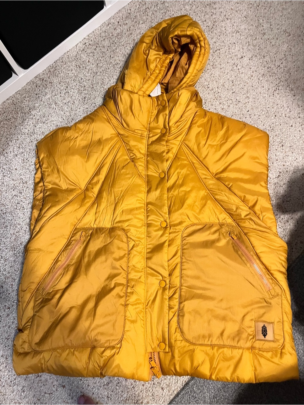 FP Movement by Free People Mustard Quilted Hooded Vest